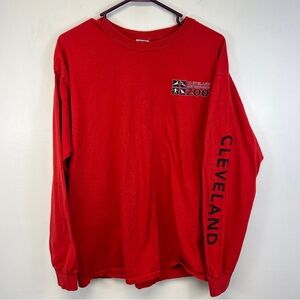 Cleveland Metroparks Zoo Longsleeve Tshirt Red Adult size Large Nature Wildlife